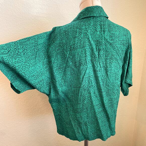 Vintage Cos Cob green button down casual womens blouse Large RARE - Picture 5 of 12